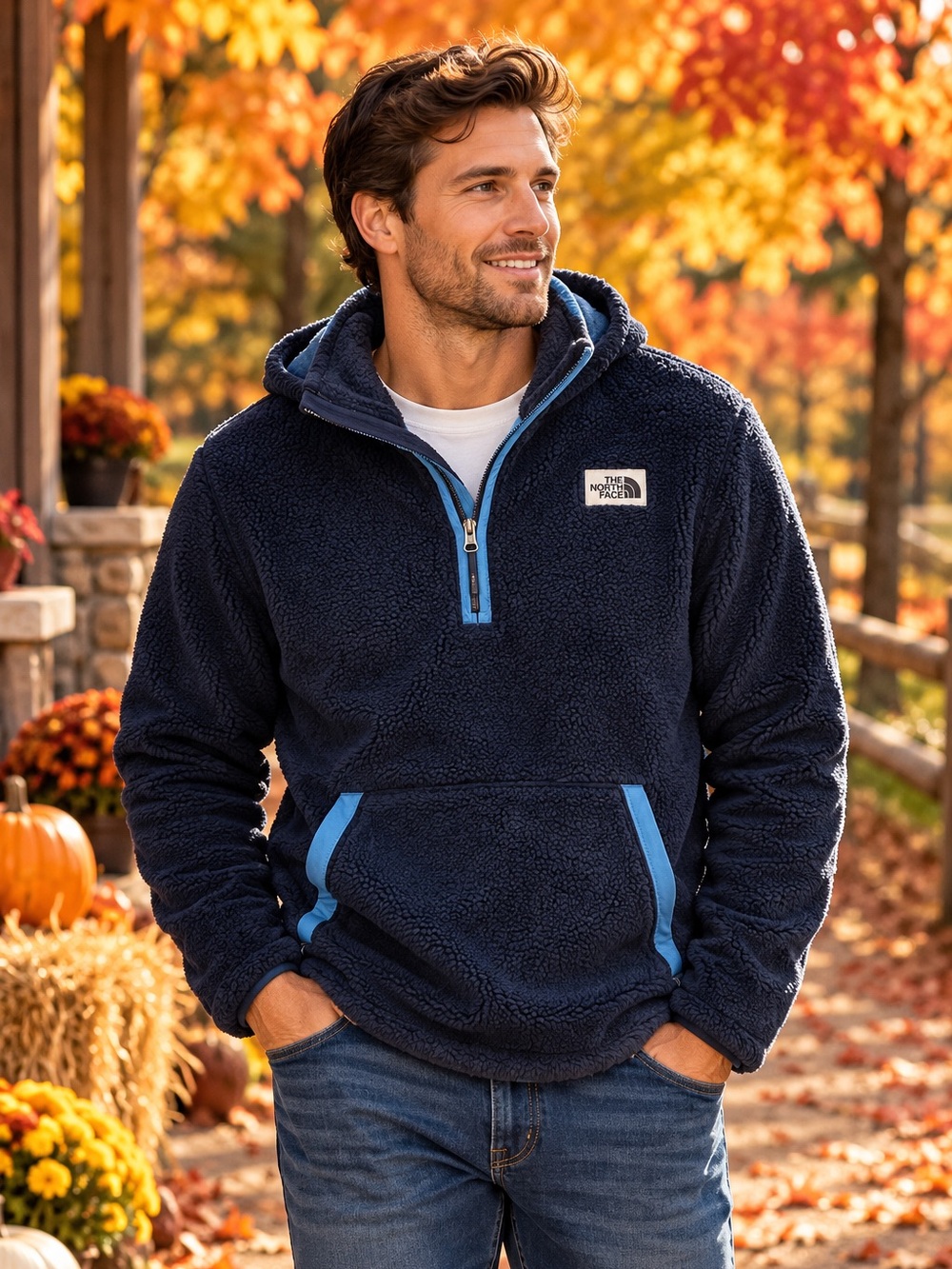 The North Face Men’s Navy Blue Fleece Pullover Hoodie